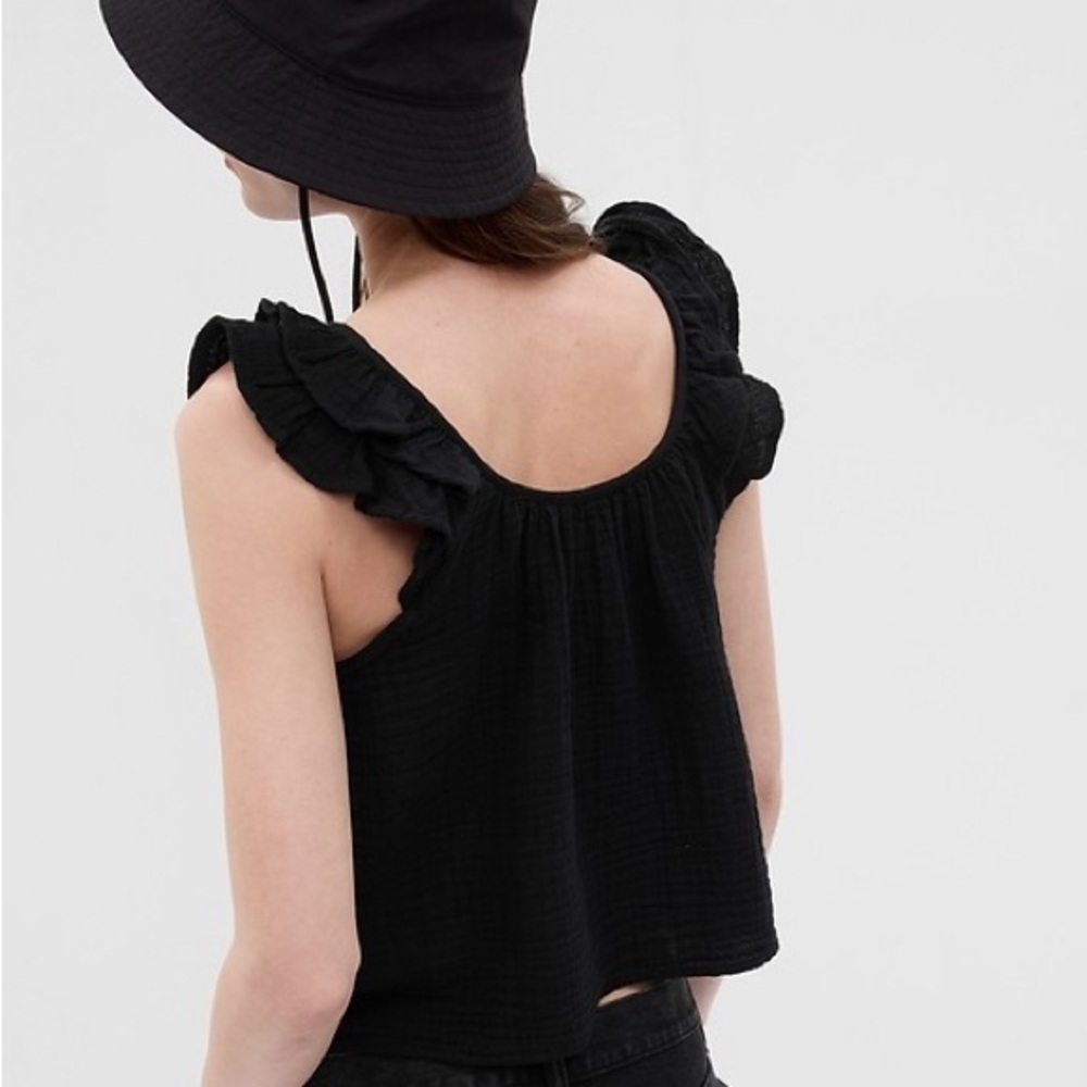 GAP Black Flutter Sleeve Blouse